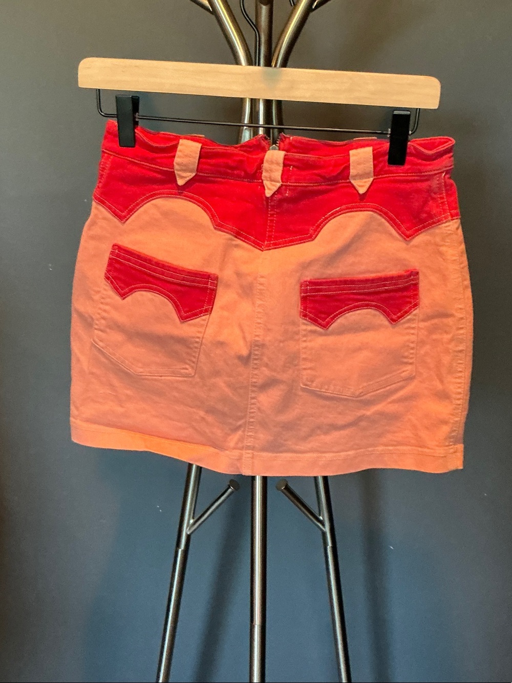 BDG Two-Tone Pink and Red Mini Skirt - Picture 2 of 9
